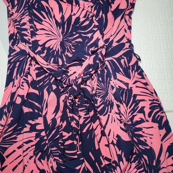 Maggy London 12P pink floral print Midi Dress - Picture 5 of 6